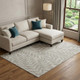 9' X 12' Taupe And Ivory Botanical Leaves Washable Area Rug With UV Protection