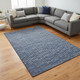 9' X 12' Navy Blue And Ivory Striped Washable Area Rug With UV Protection