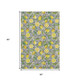 5' X 8' Yellow Ivory And Green Botanical Leaves Washable Area Rug With UV Protection