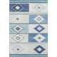 5' X 8' Blue And Ivory Geometric Washable Area Rug With UV Protection