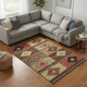 9' X 12' Rust Green And Gold Geometric Washable Area Rug With UV Protection