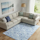 9' X 12' Blue And Ivory Geometric Washable Area Rug With UV Protection