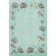 5' X 8' Green Light Blue And Beige Geometric Washable Area Rug With UV Protection