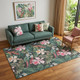 5' X 8' Midnight Green And Pink Geometric Washable Area Rug With UV Protection
