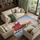 8' X 10' Blue Red And Brown Christmas Santa Claus Washable Area Rug With UV Protection