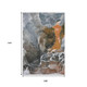 9' X 12' Orange And Charcoal Abstract Washable Area Rug With UV Protection