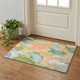 3' X 5' Blue Green And Orange Abstract Washable Area Rug With UV Protection