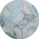 8' Teal And Gray Abstract Washable Round Rug With UV Protection