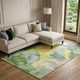 8' X 10' Yellow Blue And Beige Abstract Washable Area Rug With UV Protection
