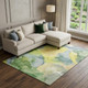 9' X 12' Yellow Blue And Beige Abstract Washable Area Rug With UV Protection