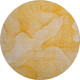 8' Orange And Ivory Abstract Washable Round Rug With UV Protection
