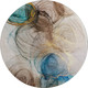 8' Beige Ivory And Blue Abstract Washable Round Rug With UV Protection