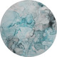 8' Teal Gray And Ivory Abstract Washable Round Rug With UV Protection