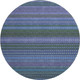 8' Blue And Ivory Striped Washable Round Rug With UV Protection