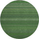 8' Fern Green And Ivory Striped Washable Round Rug With UV Protection