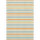 9' X 12' Orange Green And Blue Striped Washable Area Rug With UV Protection