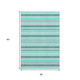 3' X 5' Turquoise And Ivory Striped Washable Area Rug With UV Protection