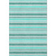 8' X 10' Turquoise And Ivory Striped Washable Area Rug With UV Protection