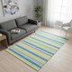 5' X 8' Yellow And Blue Striped Washable Area Rug With UV Protection