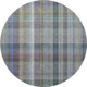 8' Green And Purple Plaid Washable Round Rug With UV Protection