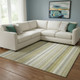 8' X 10' Wheat Gray And Ivory Striped Washable Area Rug With UV Protection