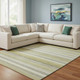 9' X 12' Wheat Gray And Ivory Striped Washable Area Rug With UV Protection