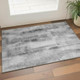 3' X 5' Gray And Ivory Abstract Washable Area Rug With UV Protection