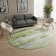 8' Sage And Ivory Abstract Washable Round Rug With UV Protection