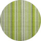 8' Green And Ivory Striped Washable Round Rug With UV Protection