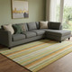 10' X 14' Khaki Orange And Beige Striped Washable Area Rug With UV Protection