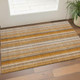 3' X 5' Rust And Gray Striped Washable Area Rug With UV Protection