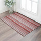 3' X 5' Red And Ivory Striped Washable Area Rug With UV Protection