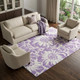 8' X 10' Purple And Ivory Floral Washable Area Rug With UV Protection