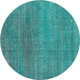 8' Teal And Ivory Striped Washable Round Rug With UV Protection