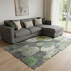 9' X 12' Green Ivory And Gray Abstract Washable Area Rug With UV Protection