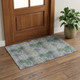3' X 5' Green Blush And Teal Floral Medallion Distressed Washable Area Rug With UV Protection