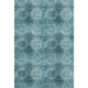 5' X 8' Teal And Ivory Floral Medallion Distressed Washable Area Rug With UV Protection