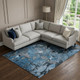 8' X 10' Blue Ivory And Gray Abstract Distressed Washable Area Rug With UV Protection
