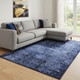 10' X 14' Navy Blue And Ivory Abstract Washable Area Rug With UV Protection