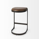 29" Black Leather and Metal Backless Bar Chair