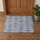 3' X 5' Denim Blue And Ivory Geometric Washable Area Rug With UV Protection