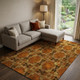 10' X 14' Rust Copper And Gold Floral Medallion Washable Area Rug With UV Protection