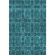 3' X 5' Teal And Gray Floral Medallion Washable Area Rug With UV Protection