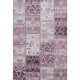 9' X 12' Burgundy And Ivory Patchwork Distressed Washable Area Rug With UV Protection