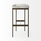 35" Gold Leather and Metal Backless Bar Chair
