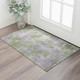 3' X 5' Green And Ivory Abstract Washable Area Rug With UV Protection