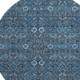 8' Blue And Ivory Tribal Washable Round Rug With UV Protection
