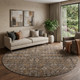 8' Chocolate And Gray Tribal Washable Round Rug With UV Protection