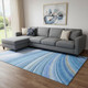 9' X 12' Blue Ivory And Gold Abstract Washable Area Rug With UV Protection