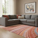9' X 12' Terra Cotta Blue And Ivory Striped Washable Area Rug With UV Protection